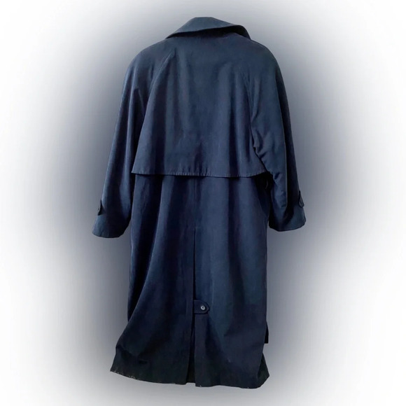 LONDON Fog Navy Blue Classic Double-Breasted Vintage Trench Coat Size  12P - Picture 3 of 17